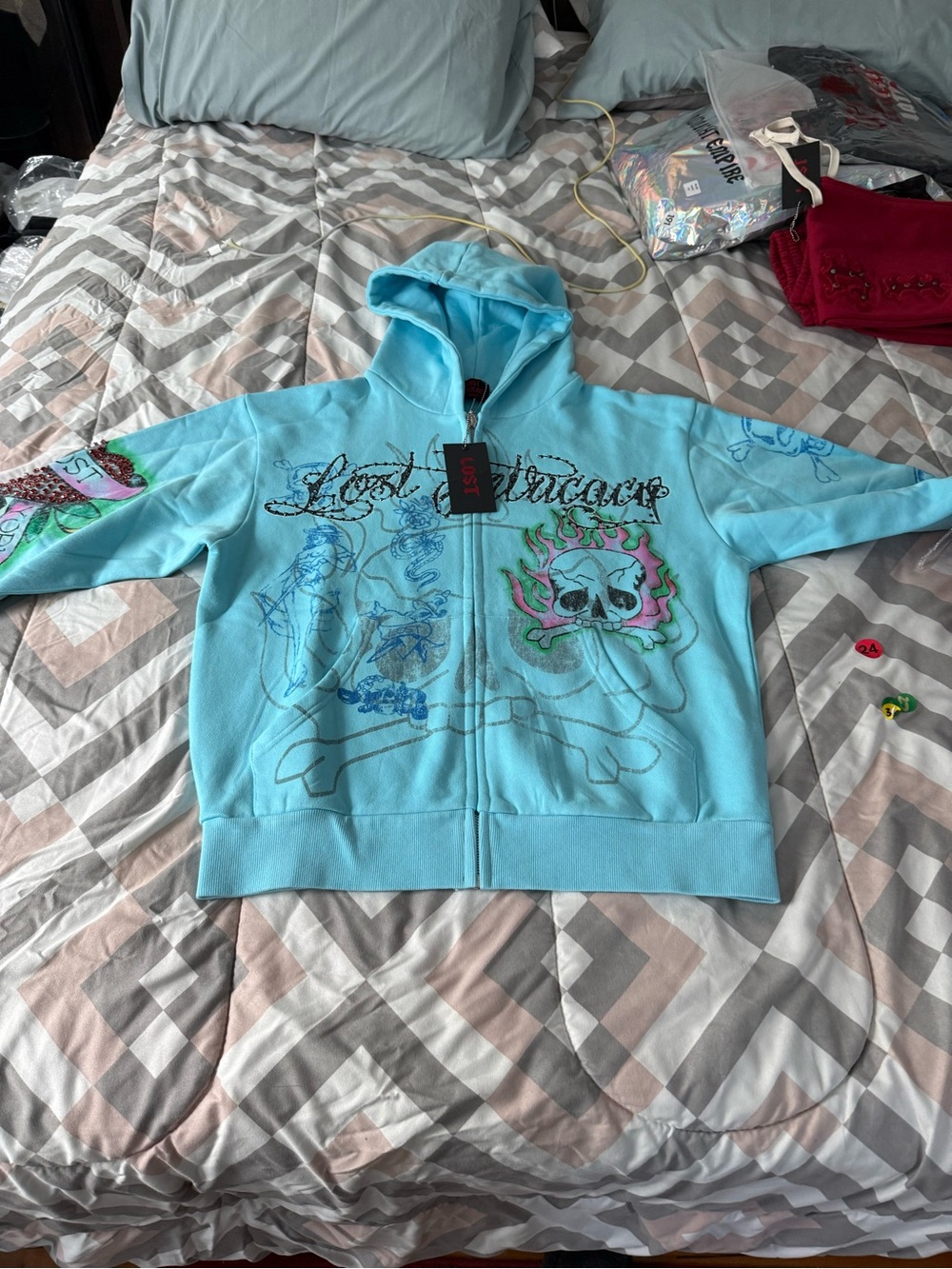 Lost Intricacy Ed Hardy Men’s Zip Up Hoodie Size S